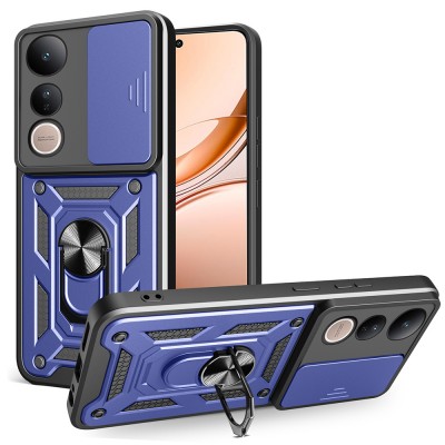 Bal-z Vivo V50 Lite 4G Kılıf Magnetik Standlı Kamera Korumalı Zore Sürgülü Vega Kapak