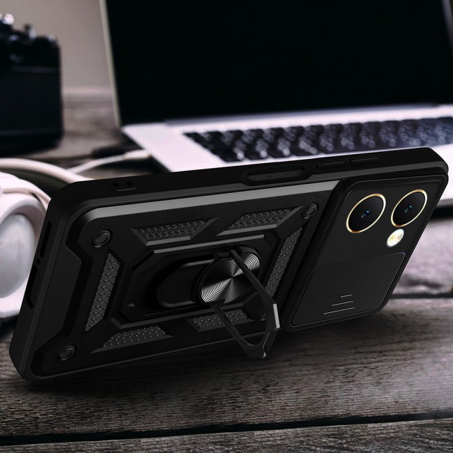 Vivo Y18 Kılıf Magnetik Standlı Kamera Korumalı Zore Sürgülü Vega Kapak Vivo Y18 Kılıf Magnetik Standlı Kamera Korumalı Zore Sürgülü Vega Kapak