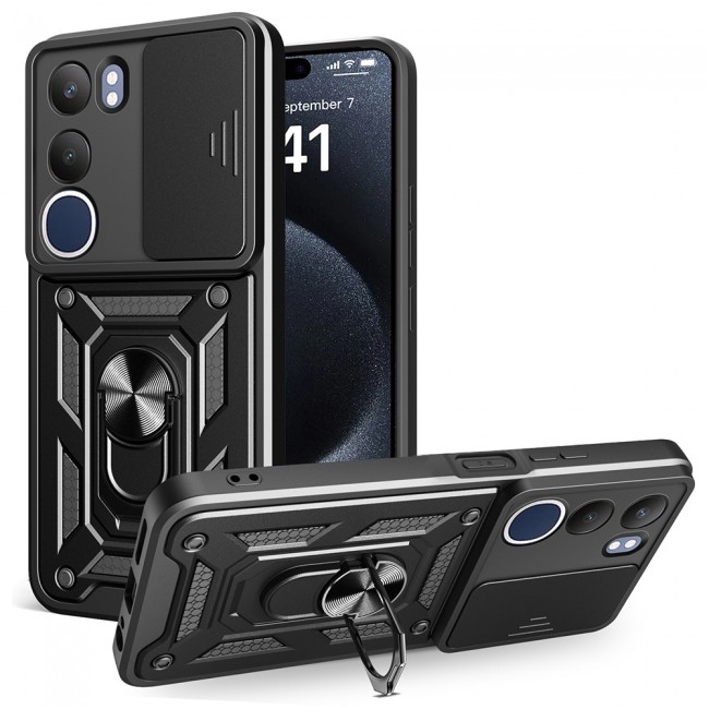 Vivo Y19S Kılıf Magnetik Standlı Kamera Korumalı Zore Sürgülü Vega Kapak Vivo Y19S Kılıf Magnetik Standlı Kamera Korumalı Zore Sürgülü Vega Kapak