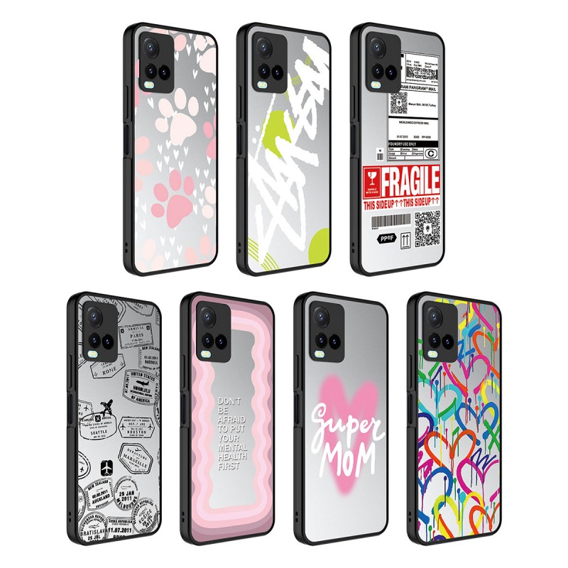 Bal-z Vivo Y21S Kılıf Aynalı Desenli Kamera Korumalı Parlak  Mirror Kapak