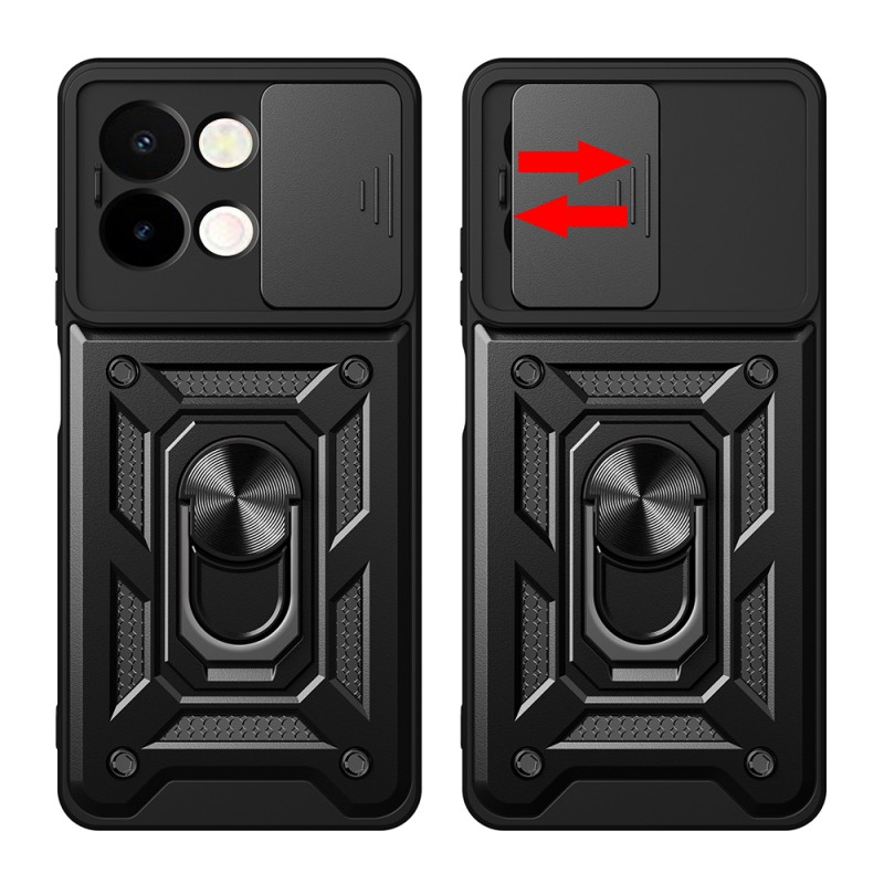 Bal-z Vivo Y28 Kılıf Magnetik Standlı Kamera Korumalı Zore Sürgülü Vega Kapak