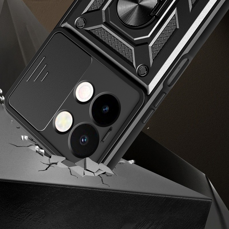 Bal-z Vivo Y28 Kılıf Magnetik Standlı Kamera Korumalı Zore Sürgülü Vega Kapak