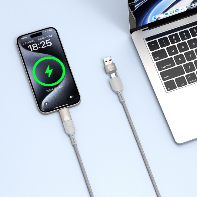 Wiwu 4in1 Raptor Serisi Çoklu USB-A + Type-C to Type-C + Lightning Şarj ve Data Kablosu 60W 200cm Wiwu 4in1 Raptor Serisi Çoklu USB-A + Type-C to Type-C + Lightning Şarj ve Data Kablosu 60W 200cm