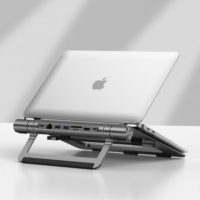 Wiwu A821CH 8in1 Hub Bağlantı İstasyonlu Notebook Laptop Standı PD3.0/USB3.0/RJ45 (1000Mbps)/SD/TF/HDMI (4K@30Hz) Wiwu A821CH 8in1 Hub Bağlantı İstasyonlu Notebook Laptop Standı PD3.0/USB3.0/RJ45 (1000Mbps)/SD/TF/HDMI (4K@30Hz)