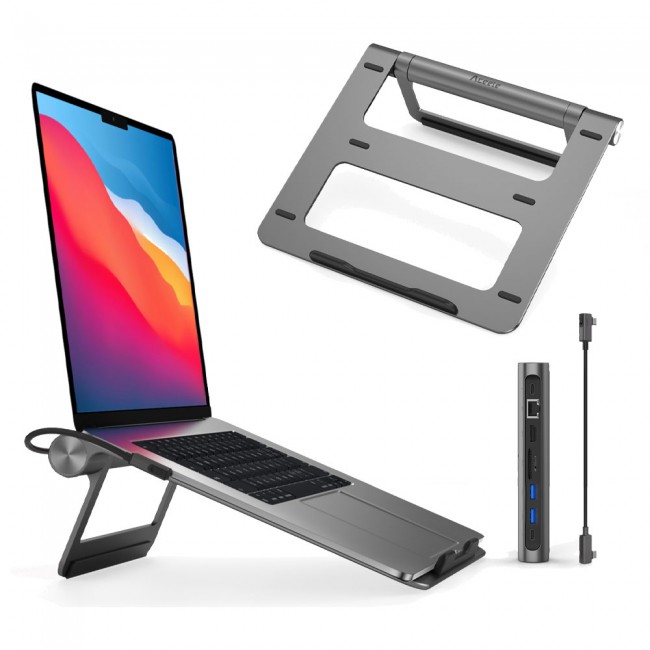 Wiwu A821CH 8in1 Hub Bağlantı İstasyonlu Notebook Laptop Standı PD3.0/USB3.0/RJ45 (1000Mbps)/SD/TF/HDMI (4K@30Hz) Wiwu A821CH 8in1 Hub Bağlantı İstasyonlu Notebook Laptop Standı PD3.0/USB3.0/RJ45 (1000Mbps)/SD/TF/HDMI (4K@30Hz)