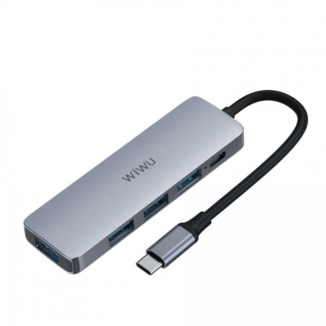Wiwu Alpha A541BC 5 in 1 Type-C Hub 60W Pd Şarj Destekli Usb Çoğaltıcı Wiwu Alpha A541BC 5 in 1 Type-C Hub 60W Pd Şarj Destekli Usb Çoğaltıcı