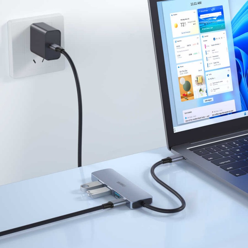 Bal-z Wiwu Alpha A541BC 5 in 1 Type-C Hub 60W Pd Şarj Destekli Usb Çoğaltıcı