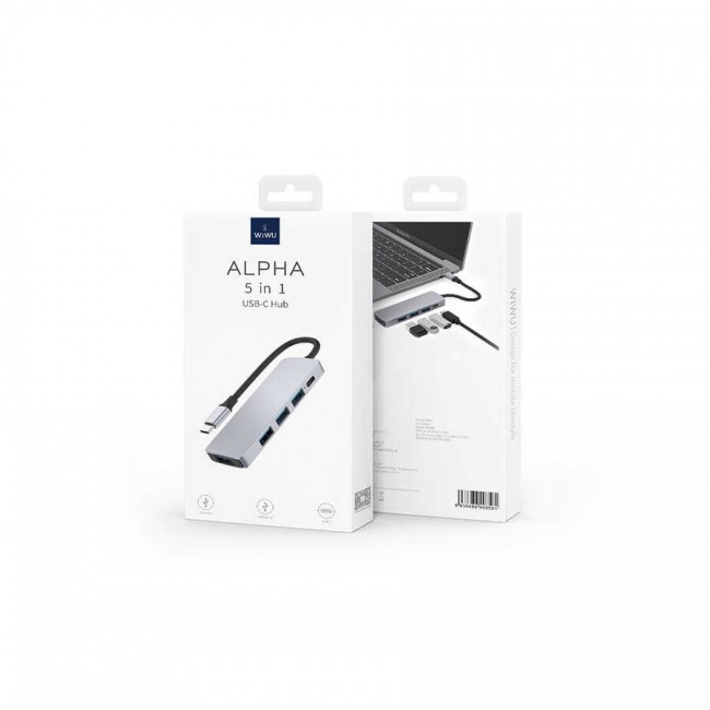 Wiwu Alpha A541BC 5 in 1 Type-C Hub 60W Pd Şarj Destekli Usb Çoğaltıcı Wiwu Alpha A541BC 5 in 1 Type-C Hub 60W Pd Şarj Destekli Usb Çoğaltıcı