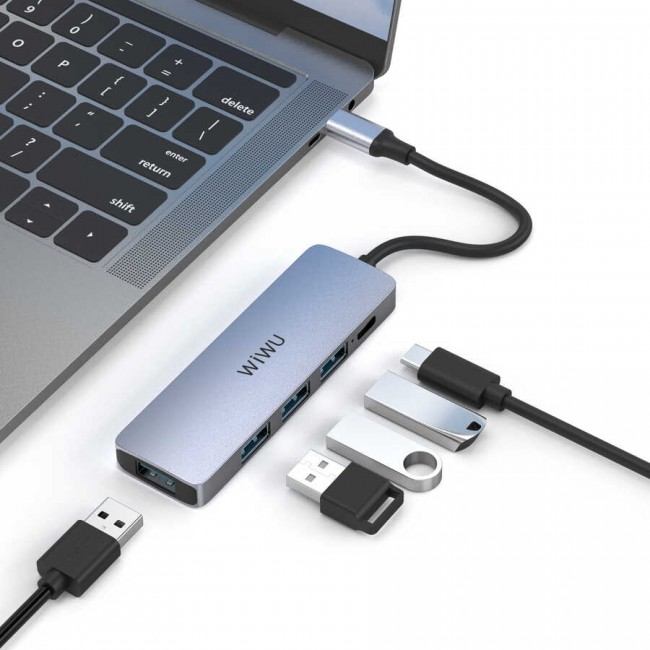 Wiwu Alpha A541BC 5 in 1 Type-C Hub 60W Pd Şarj Destekli Usb Çoğaltıcı Wiwu Alpha A541BC 5 in 1 Type-C Hub 60W Pd Şarj Destekli Usb Çoğaltıcı