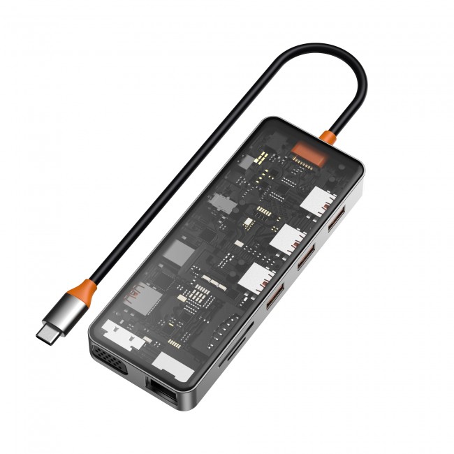 Wiwu CB011 Cyber 11 in 1 Type-C Hub 100W Şarj Destekli Şeffaf Görünümlü SD Kart-RJ45-Hdmi-VGA-Usb Çoğaltıcı Wiwu CB011 Cyber 11 in 1 Type-C Hub 100W Şarj Destekli Şeffaf Görünümlü SD Kart-RJ45-Hdmi-VGA-Usb Çoğaltıcı