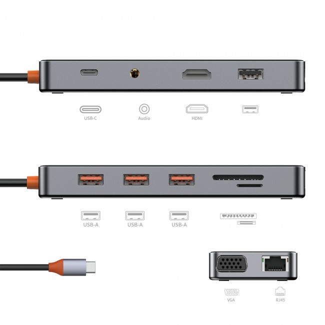 Wiwu CB011 Cyber 11 in 1 Type-C Hub 100W Şarj Destekli Şeffaf Görünümlü SD Kart-RJ45-Hdmi-VGA-Usb Çoğaltıcı Wiwu CB011 Cyber 11 in 1 Type-C Hub 100W Şarj Destekli Şeffaf Görünümlü SD Kart-RJ45-Hdmi-VGA-Usb Çoğaltıcı