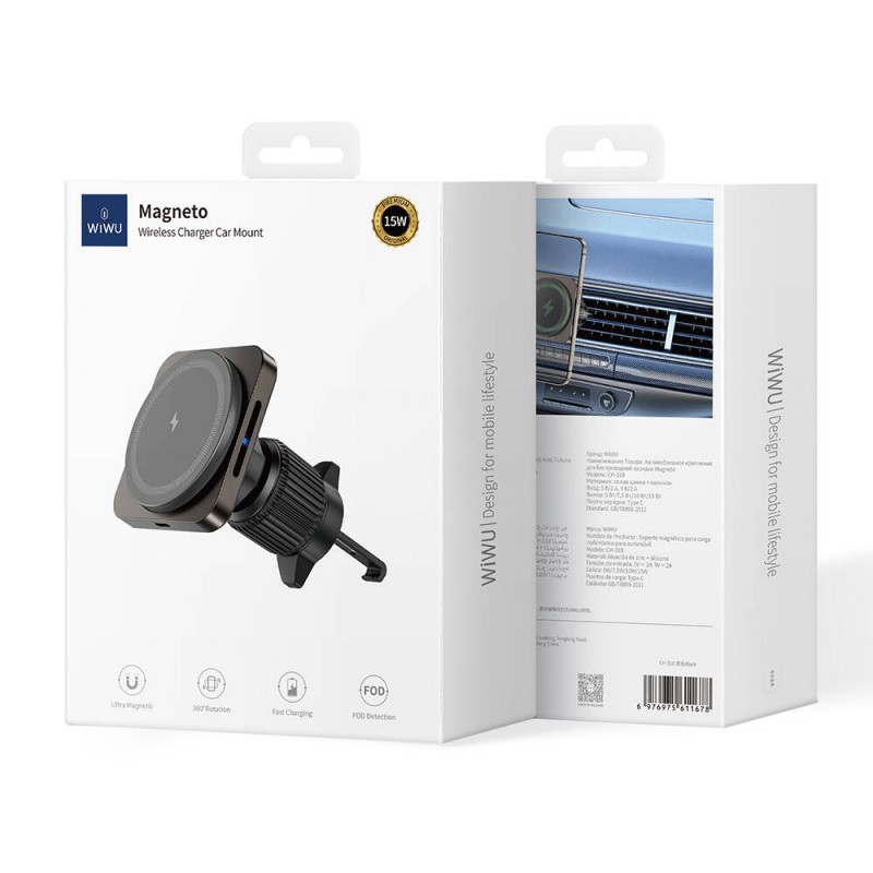 Bal-z Wiwu CH-318 Magneto Serisi M-safe Şarj Özellikli Havalandırma Tasarım Araç Telefon Tutucu