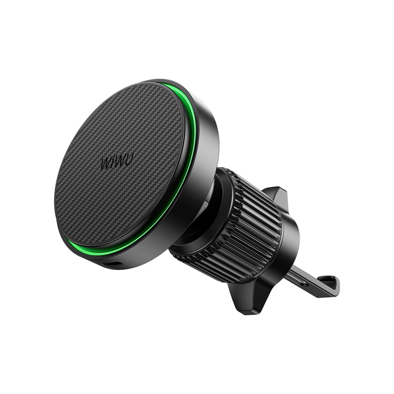 Bal-z Wiwu CH-325 M-safe Şarj Özellikli Aramid Fiber Qi2 Teknolojili Havalandırma Tasarım Araç Telefon Tutucu 15W