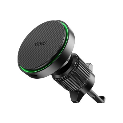 Bal-z Wiwu CH-325 M-safe Şarj Özellikli Aramid Fiber Qi2 Teknolojili Havalandırma Tasarım Araç Telefon Tutucu 15W