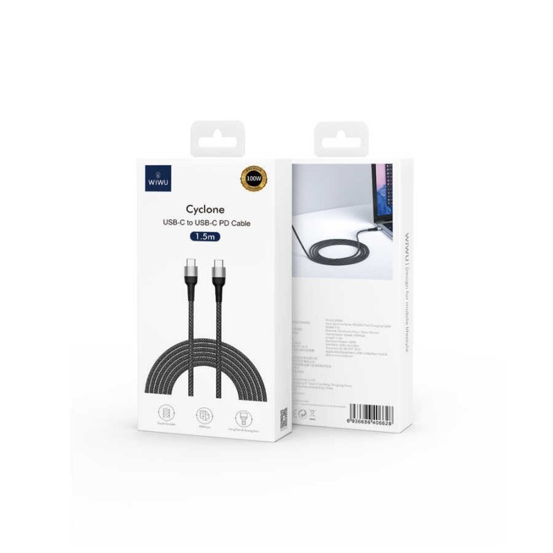 Bal-z Wiwu Cyclone F15 Type-C to Type-C PD Data Kablo 480Mbps 100W 1.5 metre
