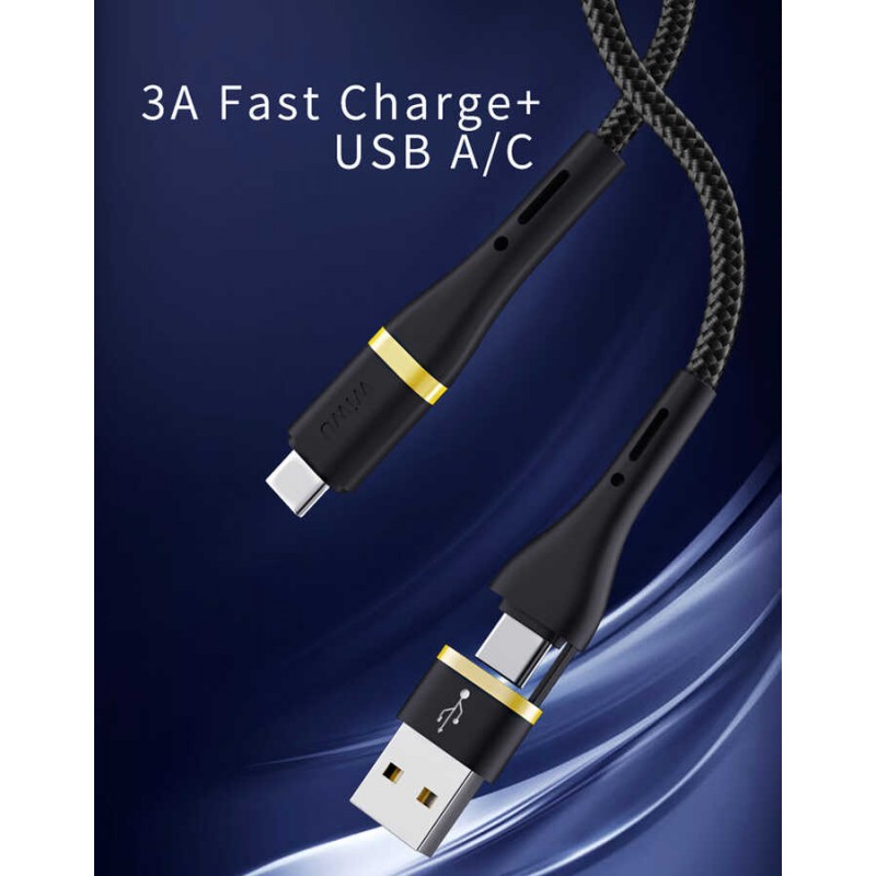 Wiwu ED-106 2 in 1 USB A- Type-C to Type-C Elite Data Kablo Wiwu ED-106 2 in 1 USB A- Type-C to Type-C Elite Data Kablo