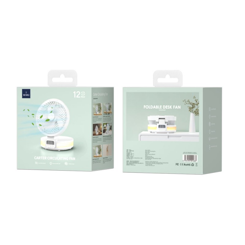 Bal-z ​Wiwu FS05 Katlanabilir Şarjlı Dijital LED Ekranlı Gece Lambalı Masaüstü Fan