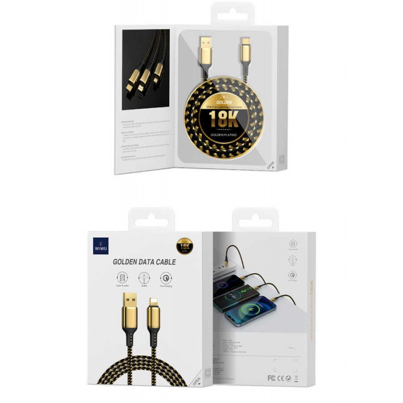 Bal-z Wiwu Golden Series GD-100 Lightning Data Kablo 3M