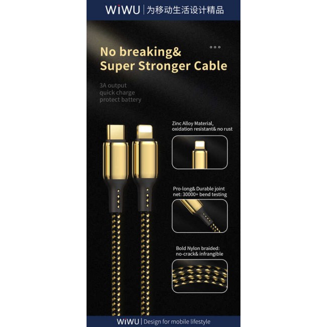 Wiwu Golden Series GD-103 Lightning To PD Data Kablo 5M Wiwu Golden Series GD-103 Lightning To PD Data Kablo 5M