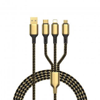 Wiwu Golden Series GD-104 3 in 1 Data Kablo 1.2M Wiwu Golden Series GD-104 3 in 1 Data Kablo 1.2M