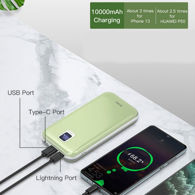 Wiwu JC-16 LED Ekranlı Li-Polimer Aşırı Akım Korumalı Taşınabilir Powerbank PD 20W 10000mAh Wiwu JC-16 LED Ekranlı Li-Polimer Aşırı Akım Korumalı Taşınabilir Powerbank PD 20W 10000mAh