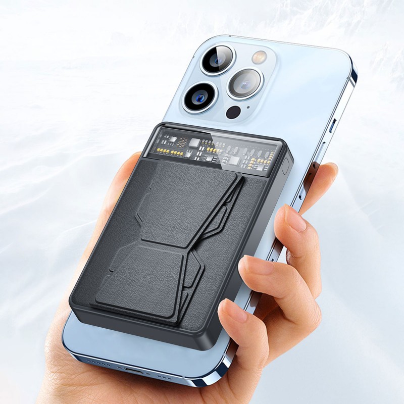 Bal-z Wiwu JC-20 Hızlı Şarj Özellikli Standlı M-safe Wireless Transparan Powerbank 15W 10000mAh