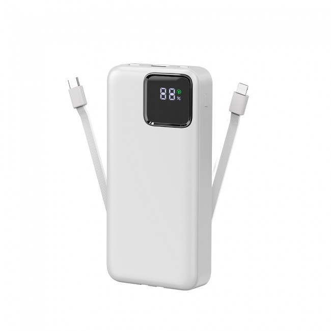 Wiwu JC-22 Dijital LED Ekran Şarj Göstergeli Type-C ve Lightning Kablolu Powerbank 22.5W 20000mAh Wiwu JC-22 Dijital LED Ekran Şarj Göstergeli Type-C ve Lightning Kablolu Powerbank 22.5W 20000mAh