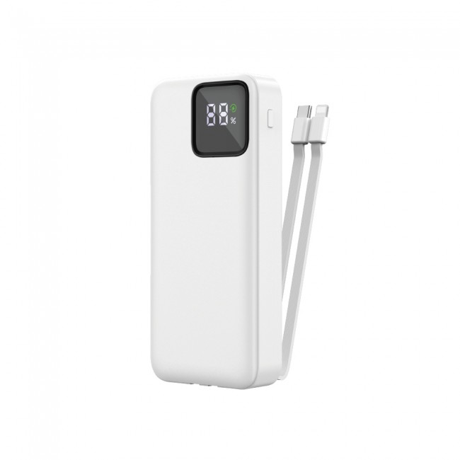 Wiwu JC-22 Dijital LED Ekran Şarj Göstergeli Type-C ve Lightning Kablolu Powerbank 22.5W 20000mAh Wiwu JC-22 Dijital LED Ekran Şarj Göstergeli Type-C ve Lightning Kablolu Powerbank 22.5W 20000mAh