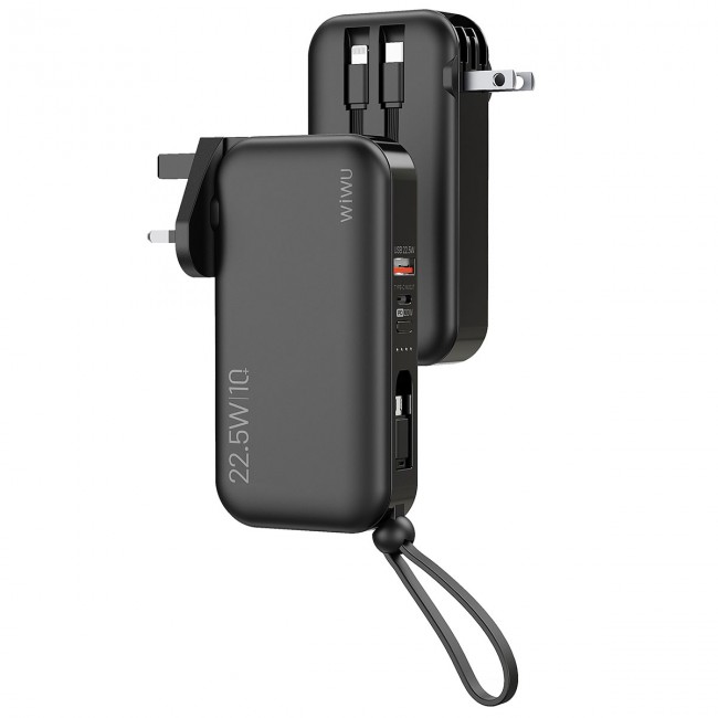 Wiwu JC-23 Micro Type-C ve Lightning Kablolu Şarj Göstergeli PD Powerbank 22.5W 10000mAh Wiwu JC-23 Micro Type-C ve Lightning Kablolu Şarj Göstergeli PD Powerbank 22.5W 10000mAh