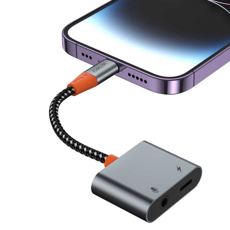 Bal-z Wiwu LT08 Konuşma Destekli Lightning To 3.5mm Aux Çevirisi Ses Adaptörü