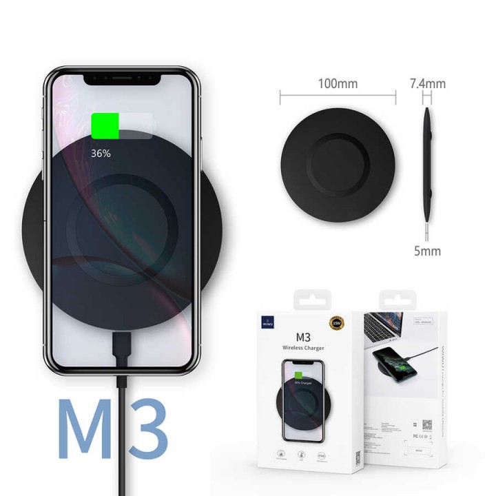 Wiwu M3 Wireless Magnetik Şarj 15W iOS Android Destekli