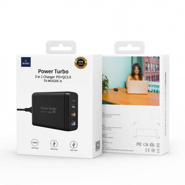 Wiwu PD Power Turbo TX-MU520C-A Universal Şarj Adaptörü Wiwu PD Power Turbo TX-MU520C-A Universal Şarj Adaptörü