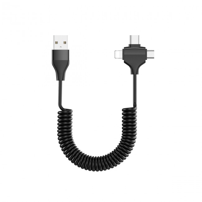 Wiwu Spiral Tasarımlı Micro Type-C ve Lightning 3in1 Spring Spiral Kablo 1m Wiwu Spiral Tasarımlı Micro Type-C ve Lightning 3in1 Spring Spiral Kablo 1m