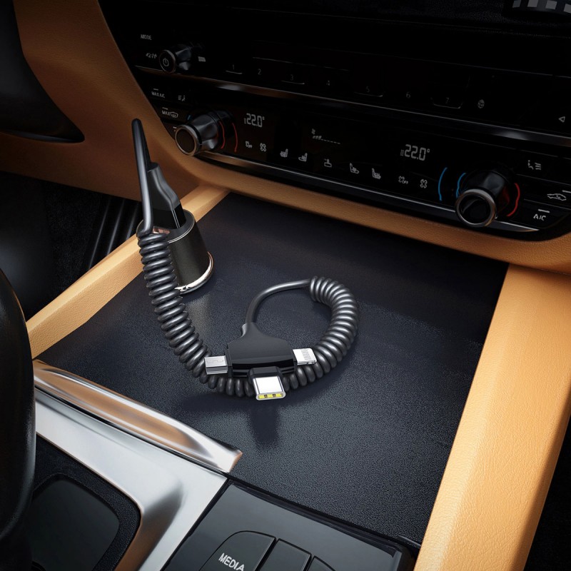 Bal-z Wiwu Spiral Tasarımlı Micro Type-C ve Lightning 3in1 Spring Spiral Kablo 1m