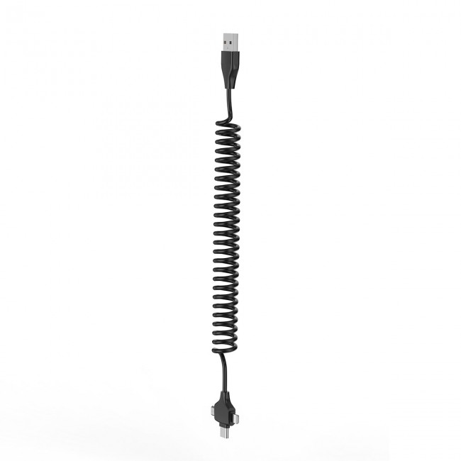 Wiwu Spiral Tasarımlı Micro Type-C ve Lightning 3in1 Spring Spiral Kablo 1m Wiwu Spiral Tasarımlı Micro Type-C ve Lightning 3in1 Spring Spiral Kablo 1m