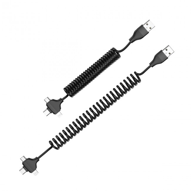 Wiwu Spiral Tasarımlı Micro Type-C ve Lightning 3in1 Spring Spiral Kablo 1m Wiwu Spiral Tasarımlı Micro Type-C ve Lightning 3in1 Spring Spiral Kablo 1m
