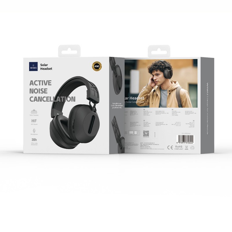 Bal-z Wiwu TD-06 Solar Enerjili ANC Özellikli Çift Cihaz Destekli Ayarlanabilir Kulak Üstü Bluetooth v5.3 Kulaklık