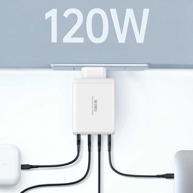 Wiwu TR257-AEU Mini GaN Tech 120W Power Adaptör Wiwu TR257-AEU Mini GaN Tech 120W Power Adaptör