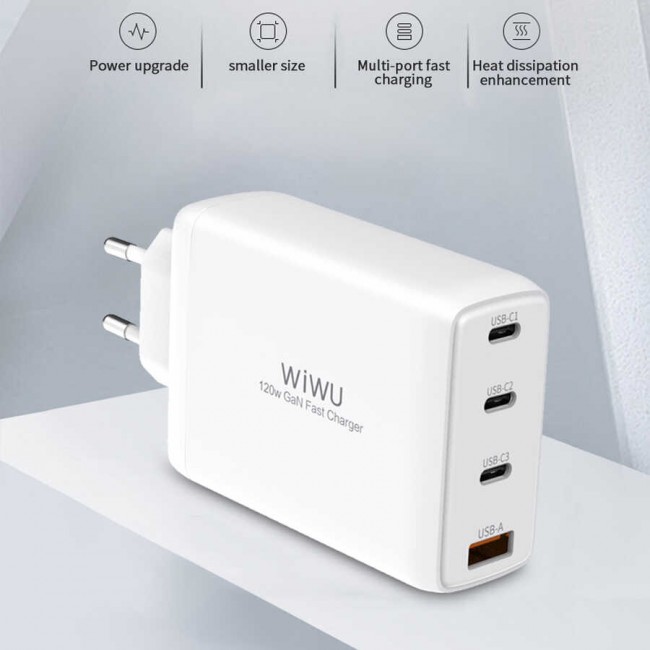 Wiwu TR257-AEU Mini GaN Tech 120W Power Adaptör Wiwu TR257-AEU Mini GaN Tech 120W Power Adaptör