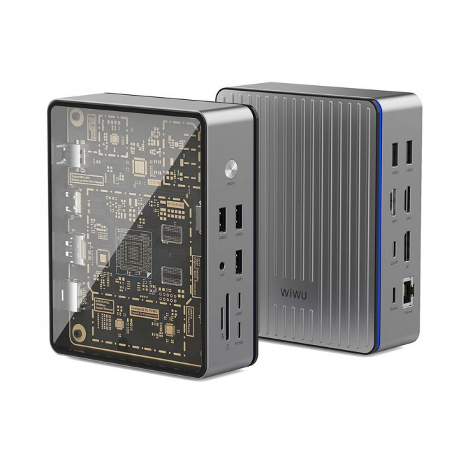 Wiwu W1601 Matrix 16in1 LED Atmosfer Işıklı Type-C Hub Docking Station Wiwu W1601 Matrix 16in1 LED Atmosfer Işıklı Type-C Hub Docking Station