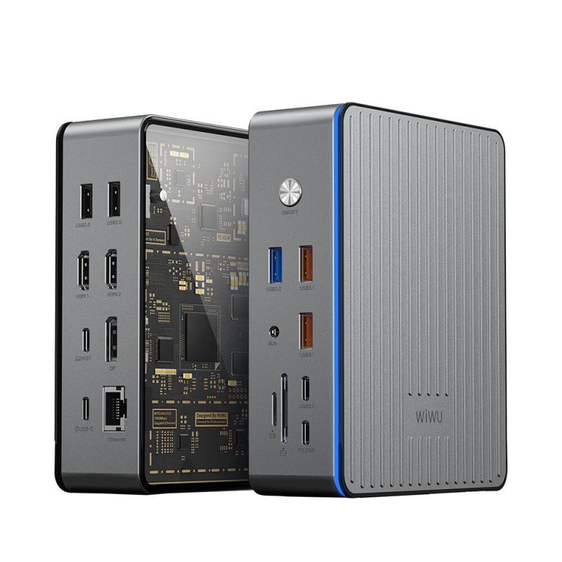 Bal-z Wiwu W1601 Matrix 16in1 LED Atmosfer Işıklı Type-C Hub Docking Station