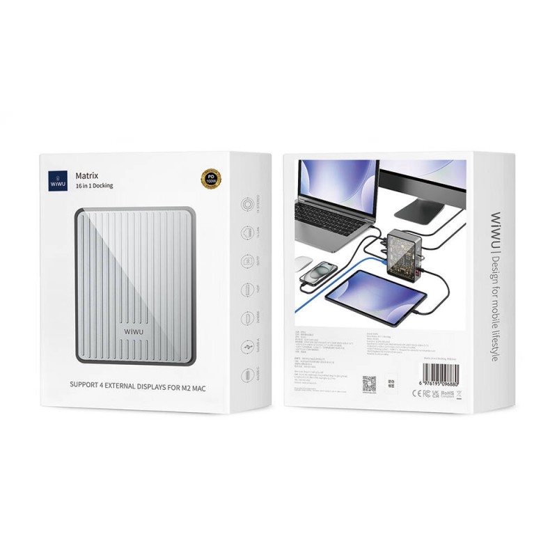 Bal-z Wiwu W1601 Matrix 16in1 LED Atmosfer Işıklı Type-C Hub Docking Station