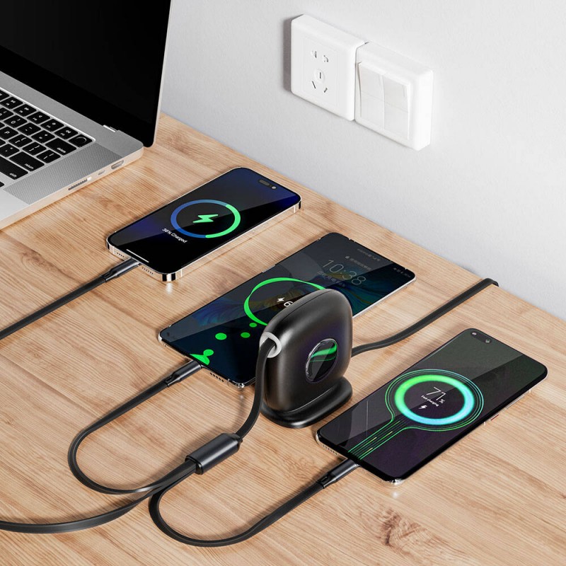 Bal-z Wiwu Wi-C012 Masaüstü Düzenleyicili Type-C to C+L+M Hızlı Şarj Kablosu 1.2M