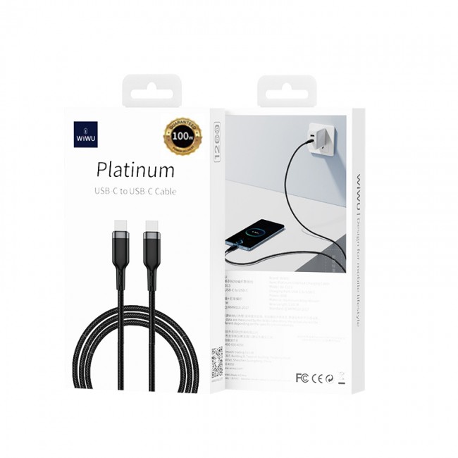 Wiwu Wi-C013 Platinum Serisi Type-C to Type-C Hızlı Şarj Özellikli Data ve Şarj Kablosu 100W 2M Wiwu Wi-C013 Platinum Serisi Type-C to Type-C Hızlı Şarj Özellikli Data ve Şarj Kablosu 100W 2M
