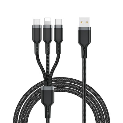 Bal-z Wiwu Wi-C014 Platinum Serisi 3in1 USB-A to Lightning – Type-C – Micro Şarj ve Data Kablosu 3.1A 1.2m