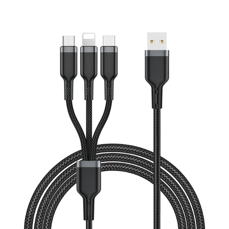 Bal-z Wiwu Wi-C014 Platinum Serisi 3in1 USB-A to Lightning – Type-C – Micro Şarj ve Data Kablosu 3.1A 1.2m
