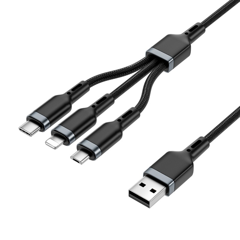 Bal-z Wiwu Wi-C014 Platinum Serisi 3in1 USB-A to Lightning – Type-C – Micro Şarj ve Data Kablosu 3.1A 1.2m