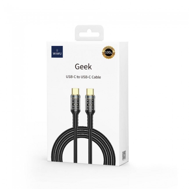 Wiwu Wi-C016 Geek Serisi Type-C to Type-C PD Data Kablo 100W 1.2 Metre Wiwu Wi-C016 Geek Serisi Type-C to Type-C PD Data Kablo 100W 1.2 Metre