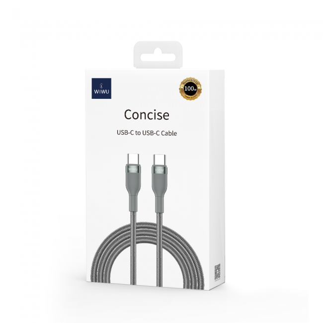 Wiwu Wi-C017 Concise Serisi Type-C to Type-C PD Data Kablo 100W 2M Wiwu Wi-C017 Concise Serisi Type-C to Type-C PD Data Kablo 100W 2M