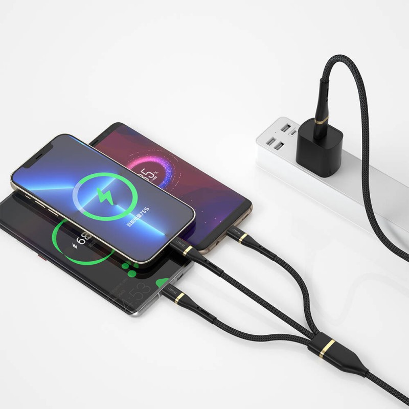 Bal-z Wiwu Wi-C024 Elite Serisi 3in1 Type-C to Lightning – Type-C – Micro USB Ultra Hızlı Şarj Kablosu 100W 1.2M